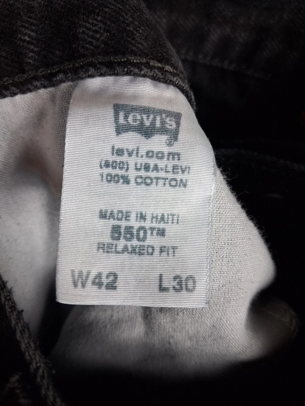 Levi's 550 Relaxed Fit Jeans Mens 42x30 Black Faded Denim Vintage 90's Grunge